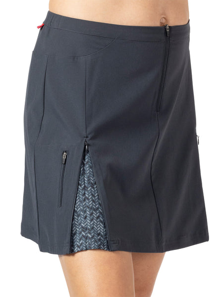 Terry Zipper Bike Skirt in color || Ebony | Herringbone