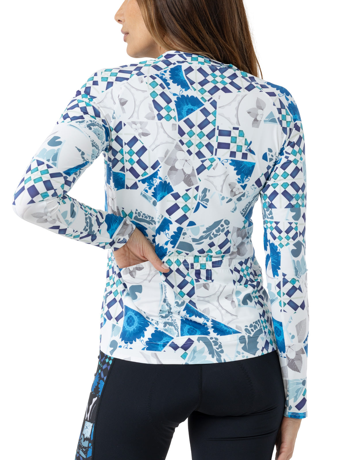 Terry Soleil Long Sleeve Bike Jersey in color || Greek Mosaic
