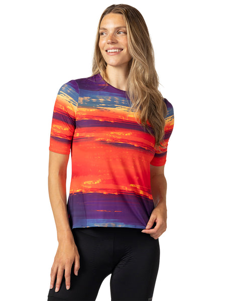 Terry Soleil Flow Short Sleeve Bike Top in color || Sunset