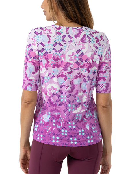 Terry Soleil Flow Short Sleeve Bike Top in color || Lavender Mosaic