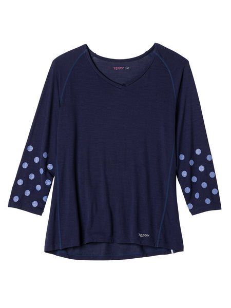 Terry Merino 3/4 Sleeve Bike Top in color || Navy