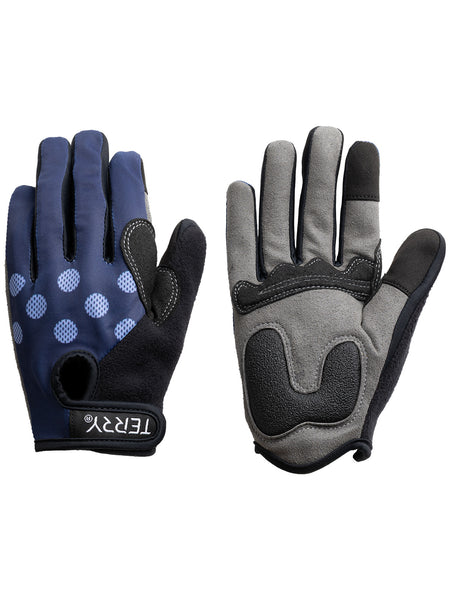 Terry Full Finger Cycling T-Gloves in color || Navy Dots