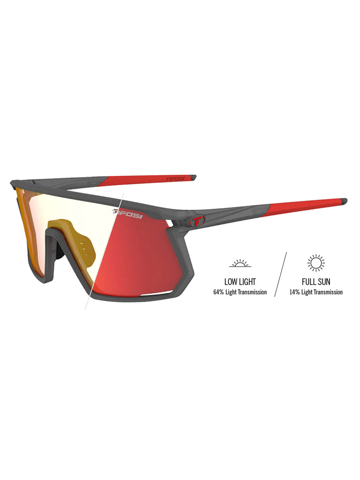 Tifosi Moab Cycling Sunglasses in color || Satin Vapor Frame|Clarion Red Fototech