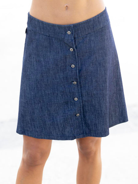 Message Factory Marilyn Jean Skirt in color || Blue Denim