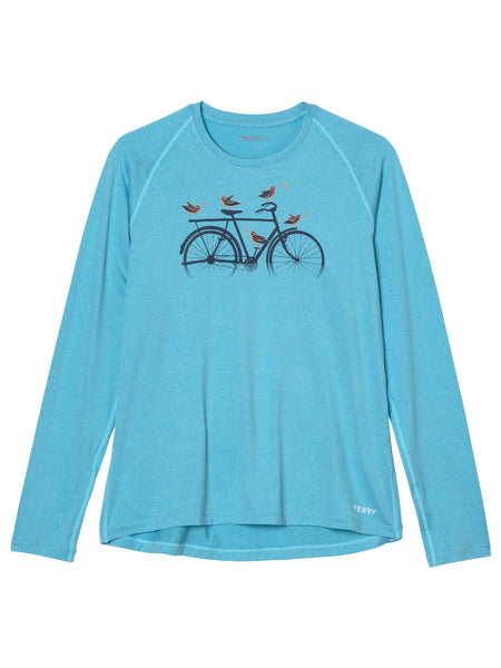 Terry Tech Tee Flow Long Sleeve in color || Horizon Blue Perch & Pedal