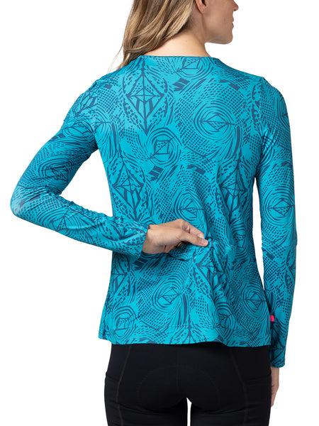 Terry Soleil Flow Long Sleeve Bike Top in color || Pedal Through Aqua