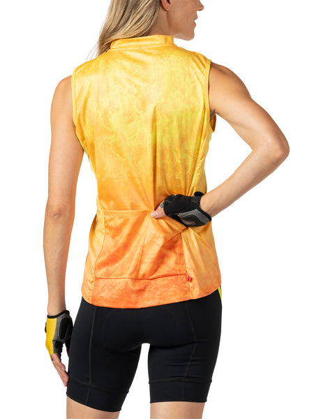 Terry Breakaway Sleeveless Full Zip Bike Jersey in color || Marigold