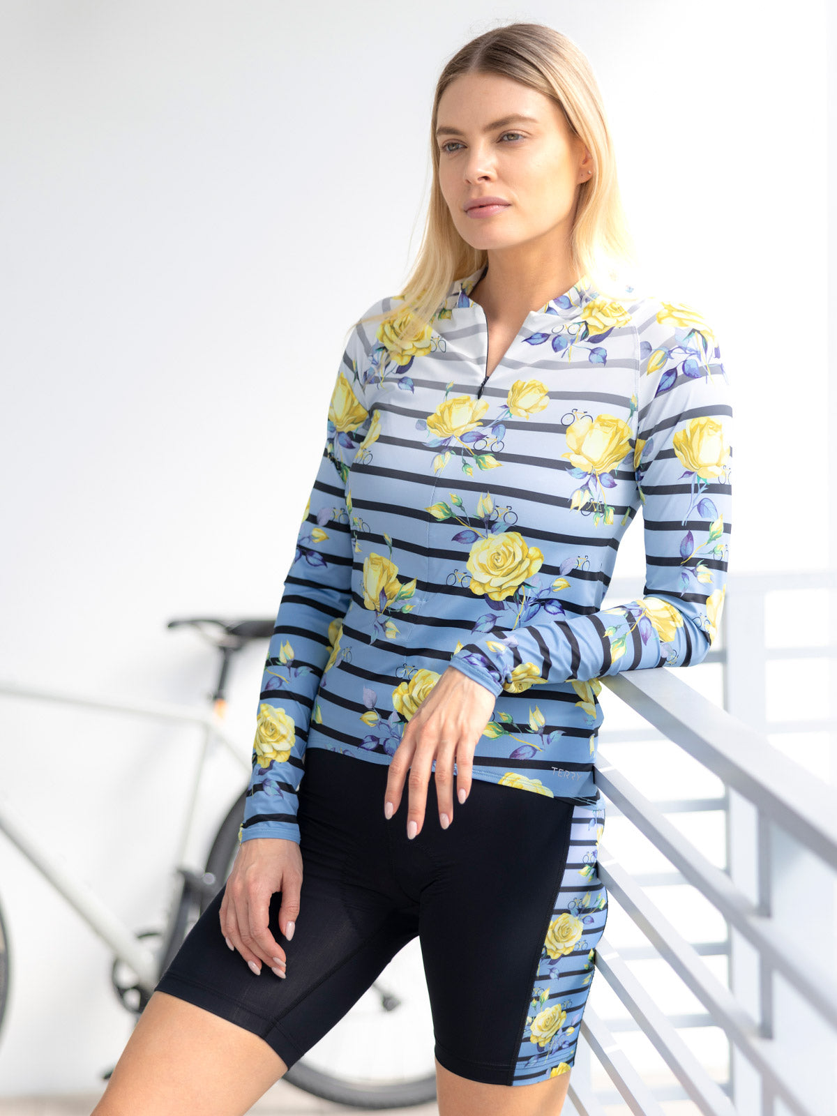 Terry Soleil Long Sleeve Bike Jersey in color || French Stripe