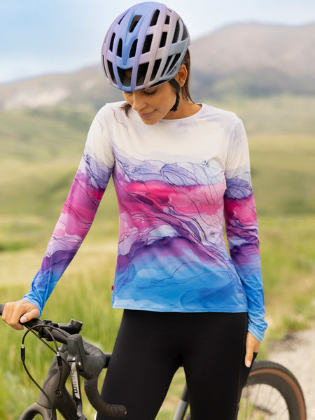 Terry Soleil Long Sleeve Bike Top in color || Aquarelle