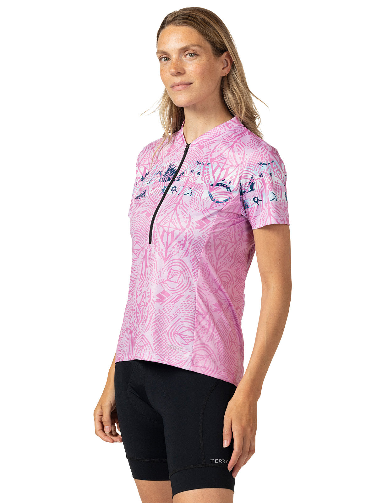 Terry Breakaway Mesh Short Sleeve Jersey Plus in color || Pedal Through Pink