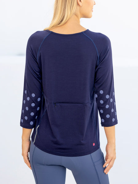  Merino 3/4 Sleeve Top in color || Navy