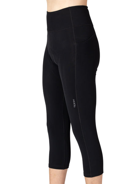 Terry Thermal Hi-Rise Bike Capri in color || Black